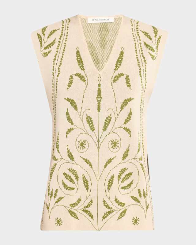 Isolt Botanical Jacquard Knit Vest